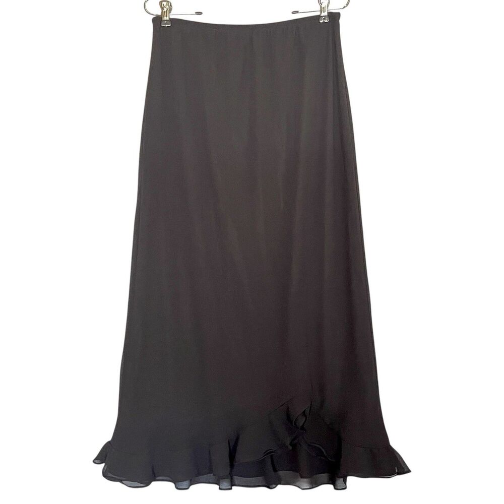 JBS Ltd Whimsigoth Ruffled Skirt Size 16 Black Pull On Midi Witchy Romantic Y2K